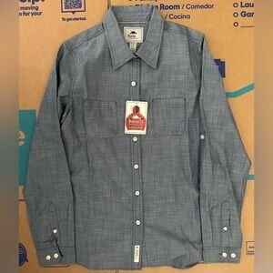 Roots Blue Casual Button Up Long Sleeve Shirt. Size Small Women. NWTG